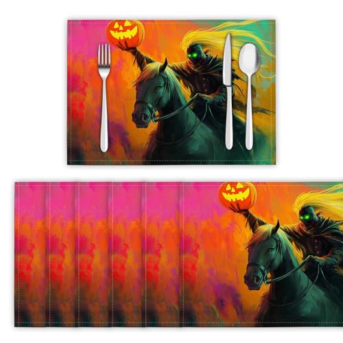 Platzsets Abwaschbar 2er Set Tischsets für Esstisch Kopfloser Reiter Küchen Platzset Dark Fantasy Art Dauerhaft PlatzdeckenTischzubehör - 30 x 45cm, Kurkuma Platzsets Abwaschbar 2er Set Tischsets für Esstisch Kopfloser Reiter Küchen Platzset Dark Fantasy Art Dauerhaft PlatzdeckenTischzubehör - 30 x 45cm, Kurkuma von DLERFLOVR