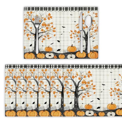 Platzsets Abwaschbar 2er Set Tischsets für Esstisch Kürbisbaum Küchen Platzset Halloween-Thema Dauerhaft PlatzdeckenTischzubehör - 30 x 45cm, Hellgrau Platzsets Abwaschbar 2er Set Tischsets für Esstisch Kürbisbaum Küchen Platzset Halloween-Thema Dauerhaft PlatzdeckenTischzubehör - 30 x 45cm, Hellgrau von DLERFLOVR