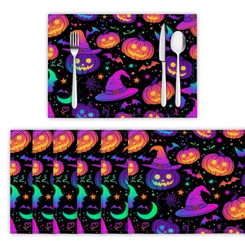 Platzsets Abwaschbar 2er Set Tischsets für Esstisch Kürbisse Und Fledermäuse Küchen Platzset Halloween-Dekorationen Dauerhaft PlatzdeckenTischzubehör - 30 x 45cm, Lila Platzsets Abwaschbar 2er Set Tischsets für Esstisch Kürbisse Und Fledermäuse Küchen Platzset Halloween-Dekorationen Dauerhaft PlatzdeckenTischzubehör - 30 x 45cm, Lila von DLERFLOVR