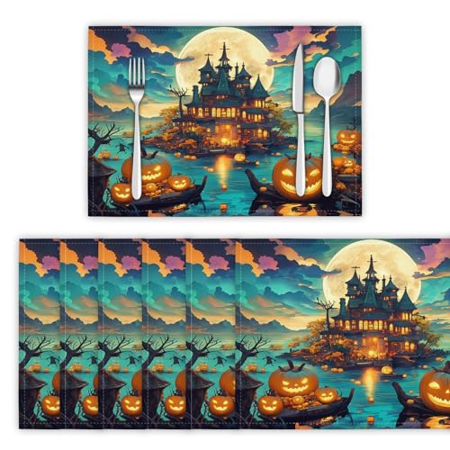 Platzsets Abwaschbar 4er Set Tischsets für Esstisch Hexenhütte Küchen Platzset Spuksee Dauerhaft PlatzdeckenTischzubehör - 30 x 45cm, Blaugrün Platzsets Abwaschbar 4er Set Tischsets für Esstisch Hexenhütte Küchen Platzset Spuksee Dauerhaft PlatzdeckenTischzubehör - 30 x 45cm, Blaugrün von DLERFLOVR