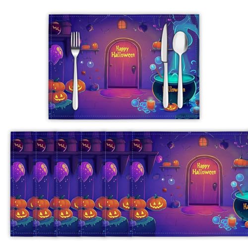 Platzsets Abwaschbar 6er Set Tischsets für Esstisch Wunderland Zauberhaus Küchen Platzset Cartoon-Stil Dauerhaft PlatzdeckenTischzubehör - 30 x 45cm, Blau-Lila Platzsets Abwaschbar 6er Set Tischsets für Esstisch Wunderland Zauberhaus Küchen Platzset Cartoon-Stil Dauerhaft PlatzdeckenTischzubehör - 30 x 45cm, Blau-Lila von DLERFLOVR