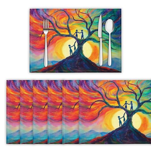 Platzsets Abwaschbar 8er Set Tischsets für Esstisch Aurora Borealis Ätherischer Baum Küchen Platzset Meditationsstil Dauerhaft PlatzdeckenTischzubehör - 30 x 45cm, Mehrfarbig Platzsets Abwaschbar 8er Set Tischsets für Esstisch Aurora Borealis Ätherischer Baum Küchen Platzset Meditationsstil Dauerhaft PlatzdeckenTischzubehör - 30 x 45cm, Mehrfarbig von DLERFLOVR