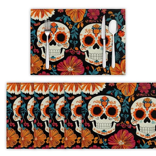 Platzsets Abwaschbar 8er Set Tischsets für Esstisch Blumen-Zuckerschädel Küchen Platzset Mexikanische Elemente Dauerhaft PlatzdeckenTischzubehör - 30 x 45cm, Grün Platzsets Abwaschbar 8er Set Tischsets für Esstisch Blumen-Zuckerschädel Küchen Platzset Mexikanische Elemente Dauerhaft PlatzdeckenTischzubehör - 30 x 45cm, Grün von DLERFLOVR