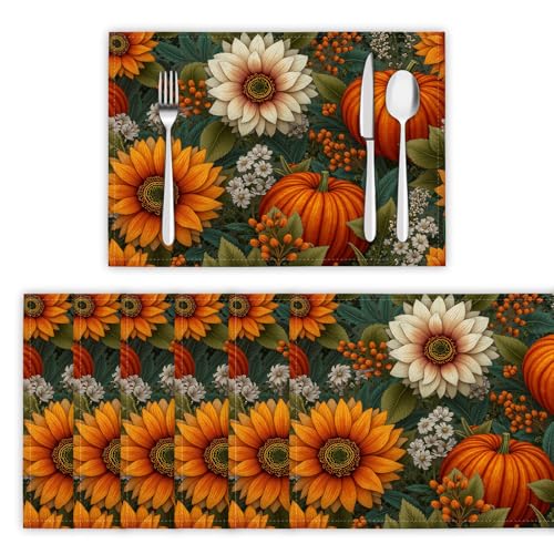 Platzsets Abwischbar Herbstblumen Tischsets Platzset Hitzebeständig Platzdeckchen Aquarell Kürbis Tischmatten Schmutzabweisend Platzmatten für Zuhause Restaurant Küche Speisetisch, Salbeigrün Platzsets Abwischbar Herbstblumen Tischsets Platzset Hitzebeständig Platzdeckchen Aquarell Kürbis Tischmatten Schmutzabweisend Platzmatten für Zuhause Restaurant Küche Speisetisch, Salbeigrün von DLERFLOVR