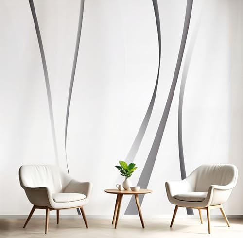 Schwarze Linien Seide Foto Tapete Modernes minimalistisches Muster Fototapete Panorama XXL Wandtapete 3d Effekt Wand Dekoration für Wohnzimmer Schlafzimmer Küchen, 400x280cm, Hellgrau Schwarze Linien Seide Foto Tapete Modernes minimalistisches Muster Fototapete Panorama XXL Wandtapete 3d Effekt Wand Dekoration für Wohnzimmer Schlafzimmer Küchen, 400x280cm, Hellgrau von DLERFLOVR