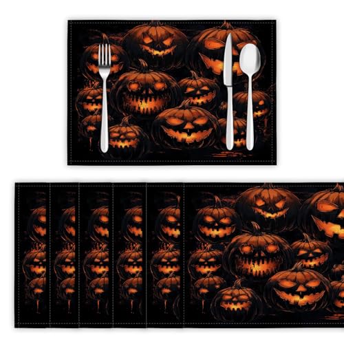 Tischsets Abwaschbar 2er Set, Platzsets Gothic-Punk-Stil Platzdeckchen Wärmedämmung Böser Kürbis Wasserdicht Platzset rutschfest Tischmatte für Küche, Restaurant, Speisetisc - 30x45cm, Braun Tischsets Abwaschbar 2er Set, Platzsets Gothic-Punk-Stil Platzdeckchen Wärmedämmung Böser Kürbis Wasserdicht Platzset rutschfest Tischmatte für Küche, Restaurant, Speisetisc - 30x45cm, Braun von DLERFLOVR