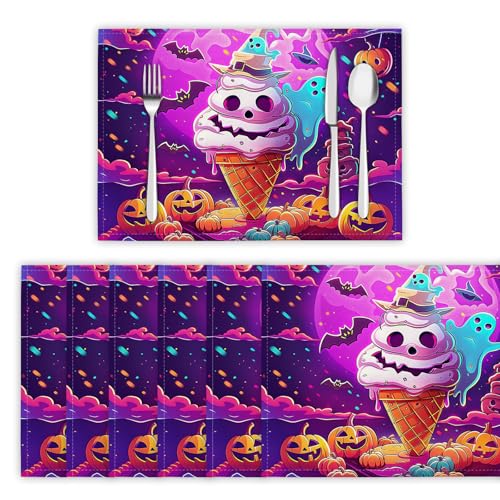 Tischsets Abwaschbar 8er Set, Platzsets Cartoon-Stil Platzdeckchen Wärmedämmung Kürbis Und Eiscreme Wasserdicht Platzset rutschfest Tischmatte für Küche, Restaurant, Speisetisc - 30x45cm, Lila Tischsets Abwaschbar 8er Set, Platzsets Cartoon-Stil Platzdeckchen Wärmedämmung Kürbis Und Eiscreme Wasserdicht Platzset rutschfest Tischmatte für Küche, Restaurant, Speisetisc - 30x45cm, Lila von DLERFLOVR