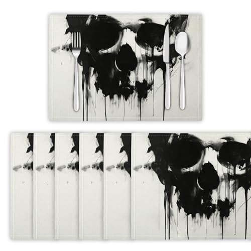 Urban Street Art Tischsets 2er Set, 45x30 cm Abwaschbare Leinen Platzsets Abstrakter Schädel Tischsets Tischdekoration für Zuhause Restaurant Küche, Grau Urban Street Art Tischsets 2er Set, 45x30 cm Abwaschbare Leinen Platzsets Abstrakter Schädel Tischsets Tischdekoration für Zuhause Restaurant Küche, Grau von DLERFLOVR