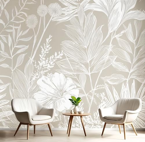 XXL Fototapete 450x315cm Eckfototapete Blätter und Blüten Tapeten 3D Effekt Linienpflanzen Wanddekoration Einfach zu Montieren für Wohnzimmer Schlafzimmer, Warmes Beige XXL Fototapete 450x315cm Eckfototapete Blätter und Blüten Tapeten 3D Effekt Linienpflanzen Wanddekoration Einfach zu Montieren für Wohnzimmer Schlafzimmer, Warmes Beige von DLERFLOVR
