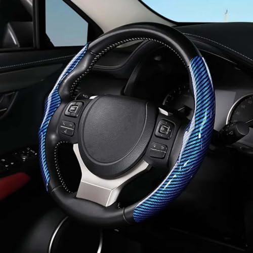 DLHFC Auto Lenkradabdeckung für Mercedes Benz C-Class AMG C43 /C63/C63S, Carbon Fiber PVC rutschfeste Segmentiertes Autogriff Schutz Dekorationsabdeckung,E-Glossy-Blue von DLHFC