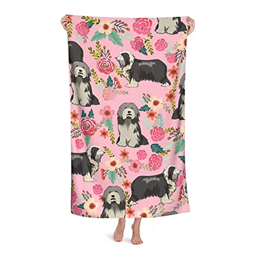 DLJIYZX Strandtuch Bearded Collie Florals Hund Florals Hund Bearded Collie Hund Rosa Sehr saugfähige Mikrofaserdecke Weiche Badetücher 80X130CM DLJIYZX Strandtuch Bearded Collie Florals Hund Florals Hund Bearded Collie Hund Rosa Sehr saugfähige Mikrofaserdecke Weiche Badetücher 80X130CM von DLJIYZX