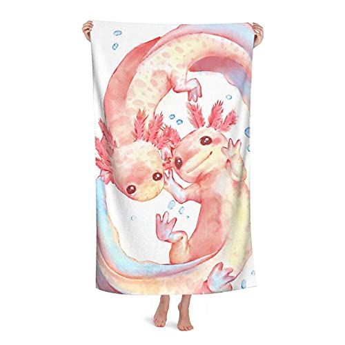 DLJIYZX Strandtuch Entzückende Axolotl Hochsaugfähige Mikrofaserdecke Weiche Badetücher 80X130CM von DLJIYZX