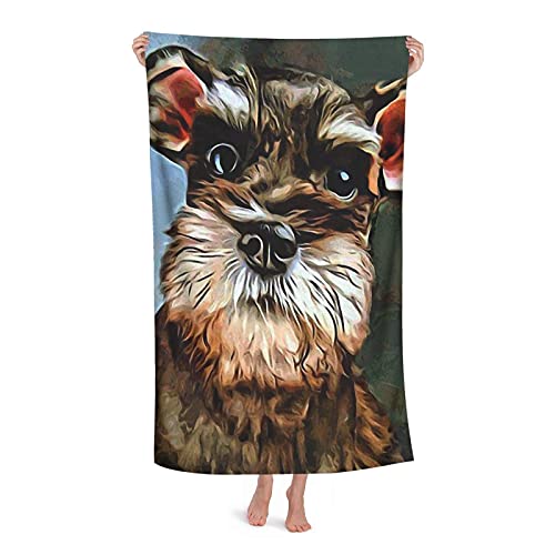 DLJIYZX Strandtücher Zwergschnauzer Gemälde Mikrofaser Badetücher Saugfähig Weiches und schnell trocknendes Badetuch 80X130CM von DLJIYZX