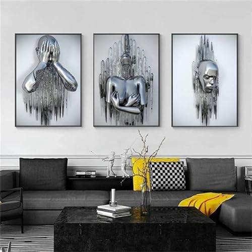 3D Romantisch Liebhaber Skulptur Poster Metall Figur Statue Kunst Liebe Herz Kuss Bilder Wandkunst,Schwarz Afrikanische Frau Wandmalerei,Ohne Rahmen (Poster-05,3Pcs-50x70cm) von DLKAJFK