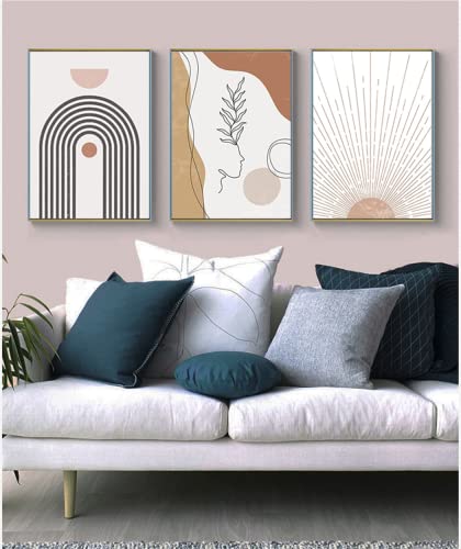 DLKAJFK 3er Set Poster Abstrakte Boho Poster Strichzeichnung Frau,remium Grüne Blätter Bilder, Moderne Wanddekoration Bilder, Ohne Rahmen (Stile 4,50x70cm*3) von DLKAJFK