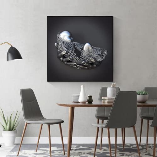 DLKAJFK Abstrakte Kunstliebhaber, Metallskulptur,Baby-Metallfigur,Wandkunst,Heimdekoration Bilder für Wohnzimmerdekoration,kein Rahmen (80x80cm*1,Stile 2) von DLKAJFK