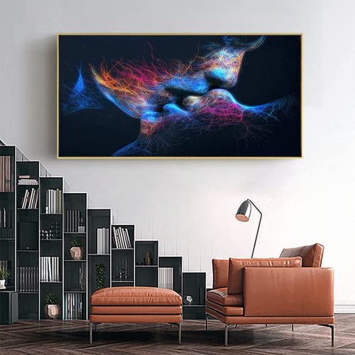 DLKAJFK Abstrakte Poster Leinwand Liebeskuss Poster Wandkunst Raumdekoration Bild für Zuhause Bilder Wandbilder Wohnkultur，Ohne Rahmen (Stile 2,40x80cm*1) von DLKAJFK