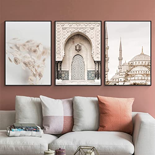 DLKAJFK Islamische Bilder Set,Islamisches Arabische Kalligraphie Leinwand Malerei, Modern Bilder Dekorative,Ohne Rahmen(Stile 5, 60 * 90cm*3)… von DLKAJFK