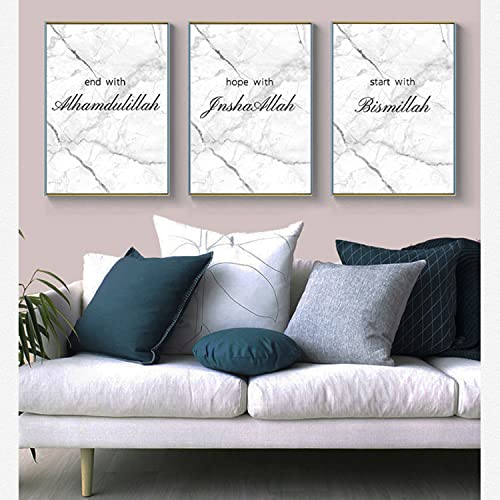 DLKAJFK Islamische Bilder Set,Islamisches Arabische Kalligraphie Leinwand Malerei, Modern Bilder Dekorative,Ohne Rahmen(Stile 6, 20 * 30cm*3)… von DLKAJFK