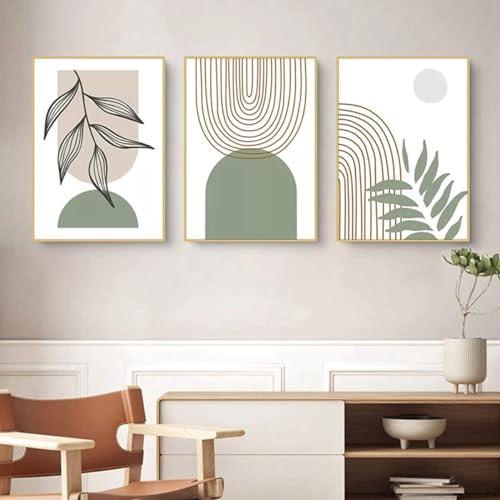 DLKAJFK Moderne Wandmalerei Plakat Set, Natürliche Landschaft Strand, Schilfblätter, Weiße Rosen, Leinwanddruck, Hintergrund Wanddekoration Plakat Set, Rahmenlos (Abstract,3Pcs-20x30cm) von DLKAJFK