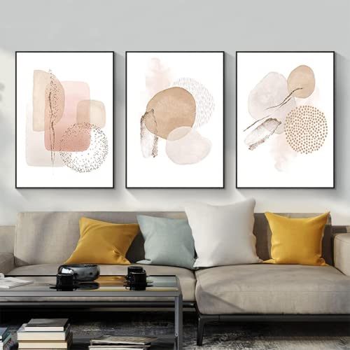 DLKAJFK Satz von 3 abstrakten Postern, Abstrakte Geometrie Bilder, Beige Leinwandbilder ohne Rahmen Wandposter Moderne Bilder Wohnzimmer,Schlafzimmer (Stile 1,40x60cm*3) von DLKAJFK