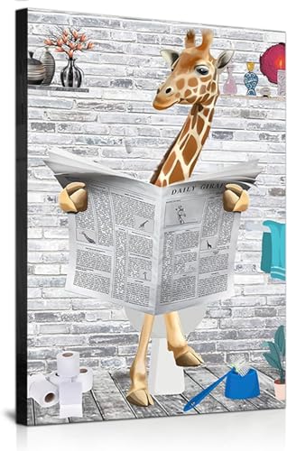 DLKAJFK Schottische Hochland Kuh Wandkunst Tierkunst Wandbild Leinwandbild Lustige Zeitungstier Poster, Badezimmer Toiletten Poster,Rahmenlos (Poster-07,1Pcs-50x70cm) von DLKAJFK