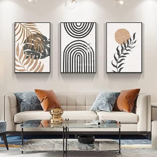 Moderne Abstrakt Kunst Wandbilder Bohemian Poster Set Aesthetic Pflanze Bilder Boho Deko Bilder,Ohne Rahmen (Poster-01,3Pcs-30x40cm) von DLKAJFK