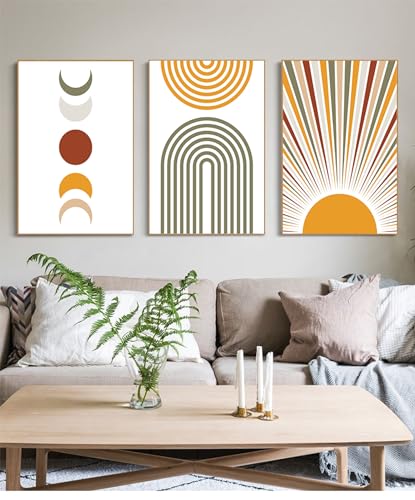 Moderne Abstrakt Kunst Wandbilder Bohemian Poster Set Aesthetic Pflanze Bilder Boho Deko Bilder,Ohne Rahmen (Poster-05,3Pcs-40x60cm) von DLKAJFK
