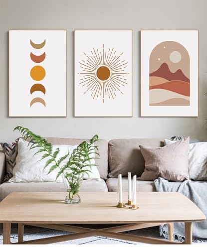 Moderne Abstrakt Kunst Wandbilder Bohemian Poster Set Aesthetic Pflanze Bilder Boho Deko Bilder,Ohne Rahmen (Poster-10,3Pcs-40x60cm) von DLKAJFK