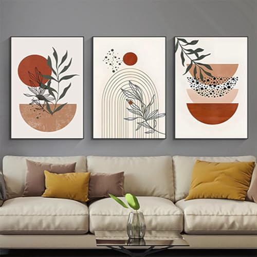 Moderne Aesthetic Pflanze Bilder Boho Deko Bilder,Abstrakt Kunst Wandbilder Bohemian Poster Set,Ohne Rahmen (Poster-03,3Pcs-50x70cm) von DLKAJFK