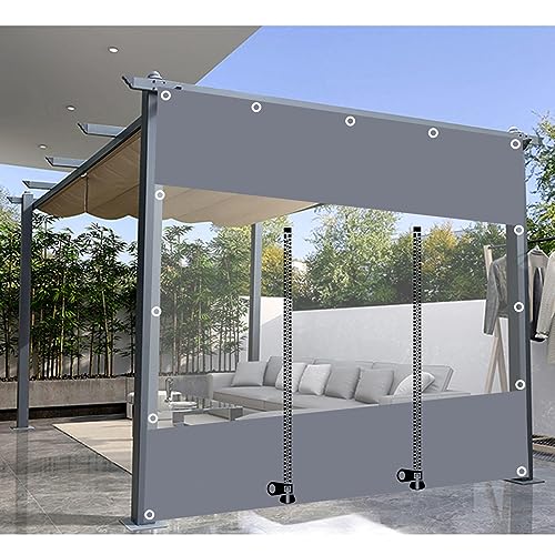 Außen Durchsichtige Plane Vorhange, 0,3mm Schwerlast wasserdichte Plane Mit Ösen, Pergola Pavillon Terrasse Carport Plane Seitenwände, Transparente Plane Abdeckung,LxH-1.5x2.5m/4.9 * 8.2ft von DLLY