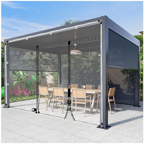 DLLY Durchsichtige Planen Außen Vorhänge, wasserdichte Planenvorhänge Mit Reißverschluss, Transparent PVC Planen Seitenwände, Seitenvorhänge Für Pergola/Gazebo, Anpassbar,WxH-2.6x2.5m/8.5 * 8.2ft von DLLY