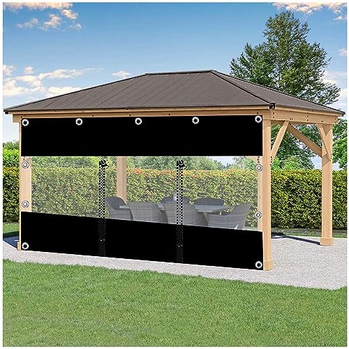 DLLY Transparente wasserdichte PVC-Plane Mit Ösen, 0,5mm Klar Outdoor-planenvorhänge Mit Reißverschluss, Pergola Pavillon Terrasse Veranda Carport Plane Seitenwände,LxH-3.8x3m/12.5 * 9.8ft von DLLY