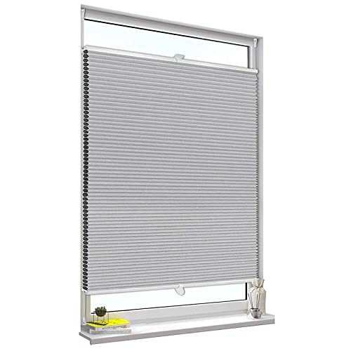 DLLY Verdunkelungs Wabenplissee, Plissee Fensterrollo Jalousie, Waben-plissee Von Oben Nach Unten, Faltrollo Klemmfix, Wabenplissee Mit 20-120cm Breite,Grey-85x200cm/33.5 * 78.7in von DLLY