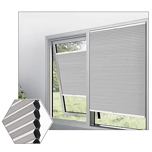 DLLY Verdunkelungs Wabenplissee Für Fenster, Kabellose Lichtfilterung Waben-plissee, Plissee Fensterrollo Jalousie Für Haus/büro/küche, Faltrollo Klemmfix,Grey-70x150cm/27.6 * 59in von DLLY