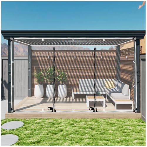 Durchsichtige Outdoor-planenvorhänge Mit Reissverschluss, Transparente wasserdichte Planen Zelt Seitenwände Mit Ösen, PVC-planen Regenvorhänge Für Pergola Pavillon Gärten,WxH-3x2m/9.8 * 6.6ft von DLLY