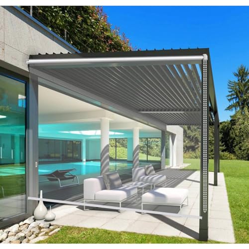 Durchsichtige Rollos, Große wasserdichte Rollläden, PVC Transparente Rollos Jalousien Für Fenster Und Türen, Außenrollos 0.5mm, Seitenzugrollos, Winddicht/regenfest,WxH-160x200cm/63 * 78.7in von DLLY