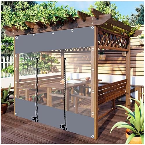 Pergola Planenseitenwände, Outdoor wasserdichte Plane Vorhänge, Terrasse Pavillon Garage Plane Regen Vorhänge, 0,3mm Transparent PVC Abdeckplane Mit Reißverschluss Tür,LxH-1.6x2.3m/5.2 * 7.5ft von DLLY