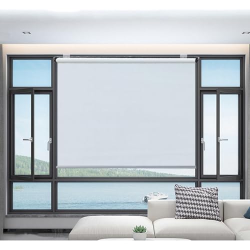 DLLY Verdunkelungsrollos Für Fenster, Einziehbarer Sonnenschutzrollos, Fenster Rollo Dachfenster, Seitenzugrollo, Temporäre Jalousien 40/68/90/115/130cm, Ohne Bohren,white-115x200cm/45 * 79in von DLLY