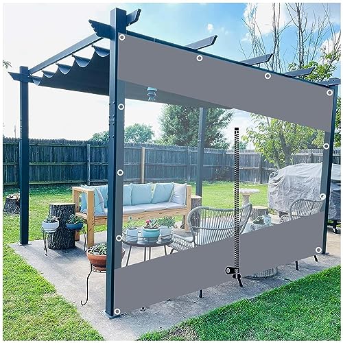 wasserdichte Outdoor-planenseitenwände, 0,3mm Transparent PVC-planen Vorhänge Mit Reißverschluss, Pergola Gazebo Patio Porch Planenseitenwände, Klare Trennwand Regenvorhänge,LxH-2.3x2.3m/7.5 * 7.5ft von DLLY