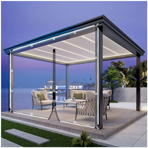 wasserdichte Planen-seitenwände, Durchsichtige Planenvorhänge, 0,5mm Außen Pergola Planenvorhänge, Transparente Pavillon-seitenwände Mit PVC-abdeckplane Und Reißverschluss,WxH-4.5x2.2m/14.8 * 7.2ft von DLLY