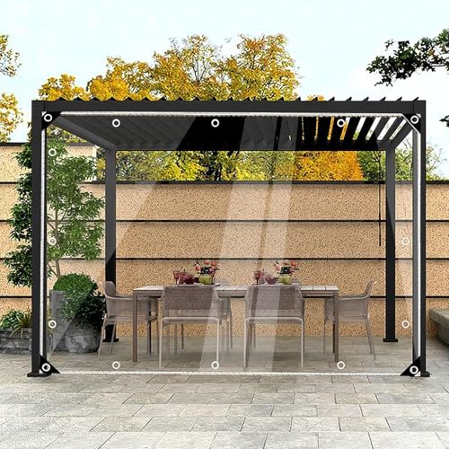 Transparente Plane mit ösen, 0.3mm wasserdichte Durchsichtig Abdeckplane, wasserdichte Zeltplane, Plane Transparent für Außenbereich Gartenmöbel Pflanzen Gewächshaus (2x2m) von DLMSDG