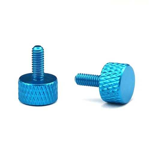 10 Stücke M3 M4 Aluminiumlegierung Flachkopf Rändelschraube Bunte(Blue,M3x10) von DLNTXFDG