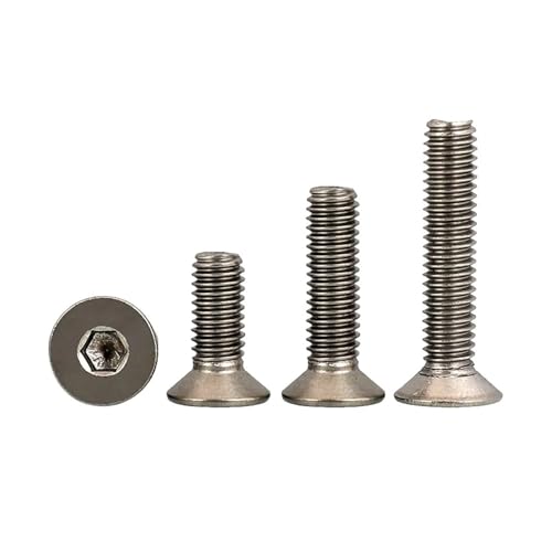 2 Stück/10 Stück M2 M2,5 M3 M4 M5 M6 M8 Innensechskant-Innensechskantschraube mit flachem Senkkopf(25mm,5pcs M4) von DLNTXFDG