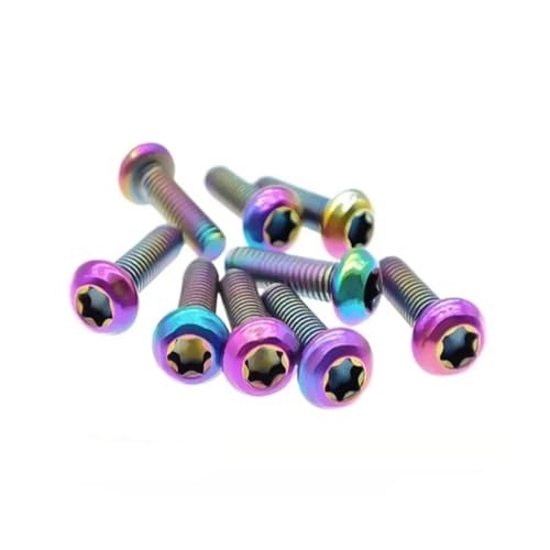 DLNTXFDG 5 Stück - 10 Stück Ti GR2 Titan Rainbow Torx-Schraube M3 * 5/6/8/10/12/15/18/20(Rainbow Colourful,M3X8 10PCS) von DLNTXFDG