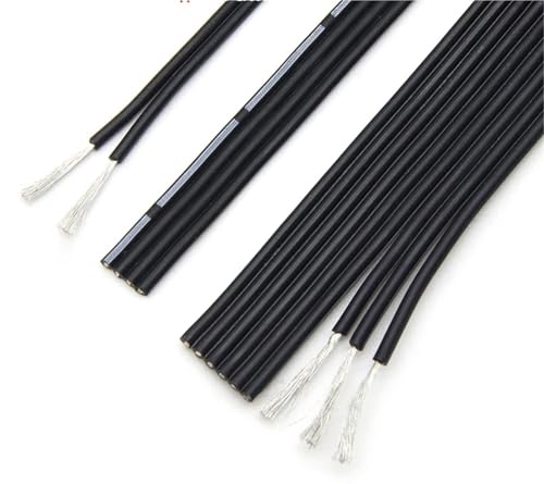 ﻿5M Silikon Parallel Draht Kupfer Kabel 30 28 26 24 22 20AWG Multi-core 2P 3P 4P 5P 6P 8P 10P(Black-2P,30AWG) von DLNTXFDG
