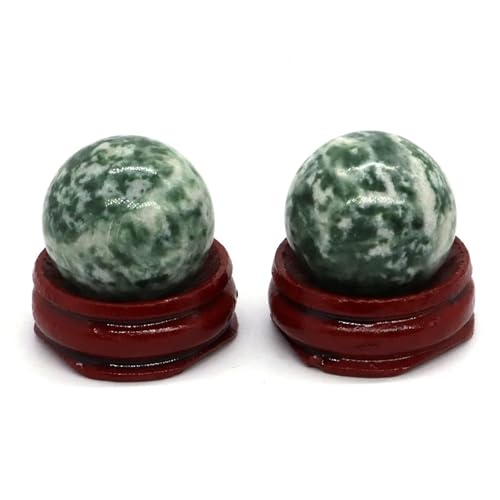 DLNTXFDG 25MM Natürliche Kristalle Runde Steine ​​Ball Sammlung Mineral Massage Globe Home Decor(Green Spot Jade,5PC) von DLNTXFDG