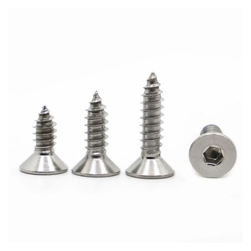 M2 M2,6 M3 M4 M5 M6 Senkkopf-Innensechskant-Blechstahl-Flachkopf-Holzschraube(50mm,M5 10pcs) von DLNTXFDG