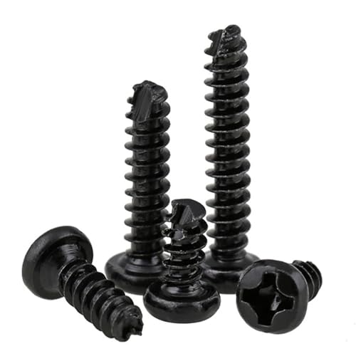M2-M4 Kohlenstoffstahl, gehärtet, schwarz, Rundkopf, selbstschneidende Cut-Tail-Schrauben(12mm,M3 (200PCS)) von DLNTXFDG