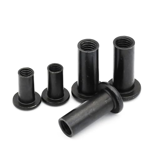 Schwarzer 304 Edelstahl M2 M3 M4 M5 Flacher Innensechskantkopf Möbelnietverbinder Einsatzhülse Überwurfmutter(5mm,M2 (20pcs)) von DLNTXFDG